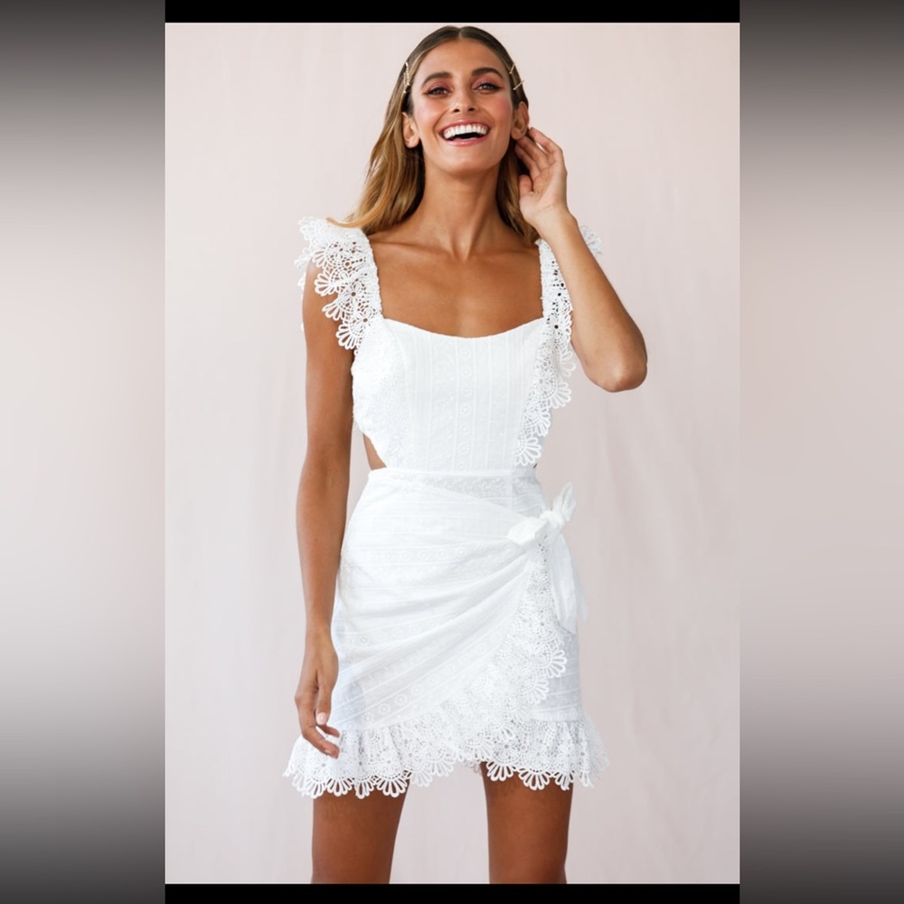 Selfie Leslie ~ Sonnet Lace Trim Wrap Front Dress